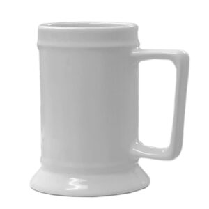 Wide Base Ceramic Beer Stein White Rim