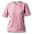 Ladies Vapor Sublimation Performance Premium Micro-Fiber V-Neck T-Shirt- Pink