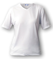 Ladies Vapor Sublimation Performance Premium Micro-Fiber V-Neck T-Shirt- White